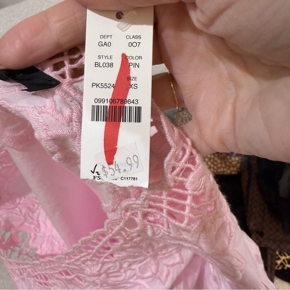 J. CREW S V-Neck Top Eyelet Trim Pink BL038 Spring Summer - Picture 6 of 7